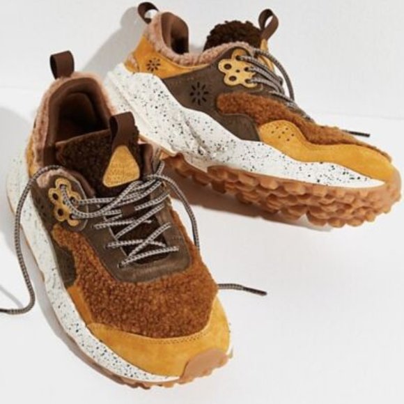 Flower Mountain Shoes - New Flower Mountain Women's Noa Sneaker Faux Shearling Kotetsu Tan